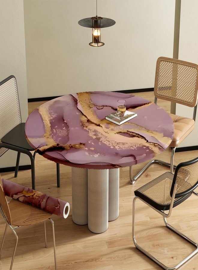 TEKCOOL ورق جدران TEKCOOL رخامي مقاوم للماء والزيوت، مناسب للأثاث والمطابخ والخزائن والدواليب وأسطح الطاولات والطاولات البلاستيكية والخشبية وخزائن الملابس، ملصق PVC ذاتي اللصق (60 × 200 سم) (ورق جدران ذهبي وردي - 4 قطع) - Image 3